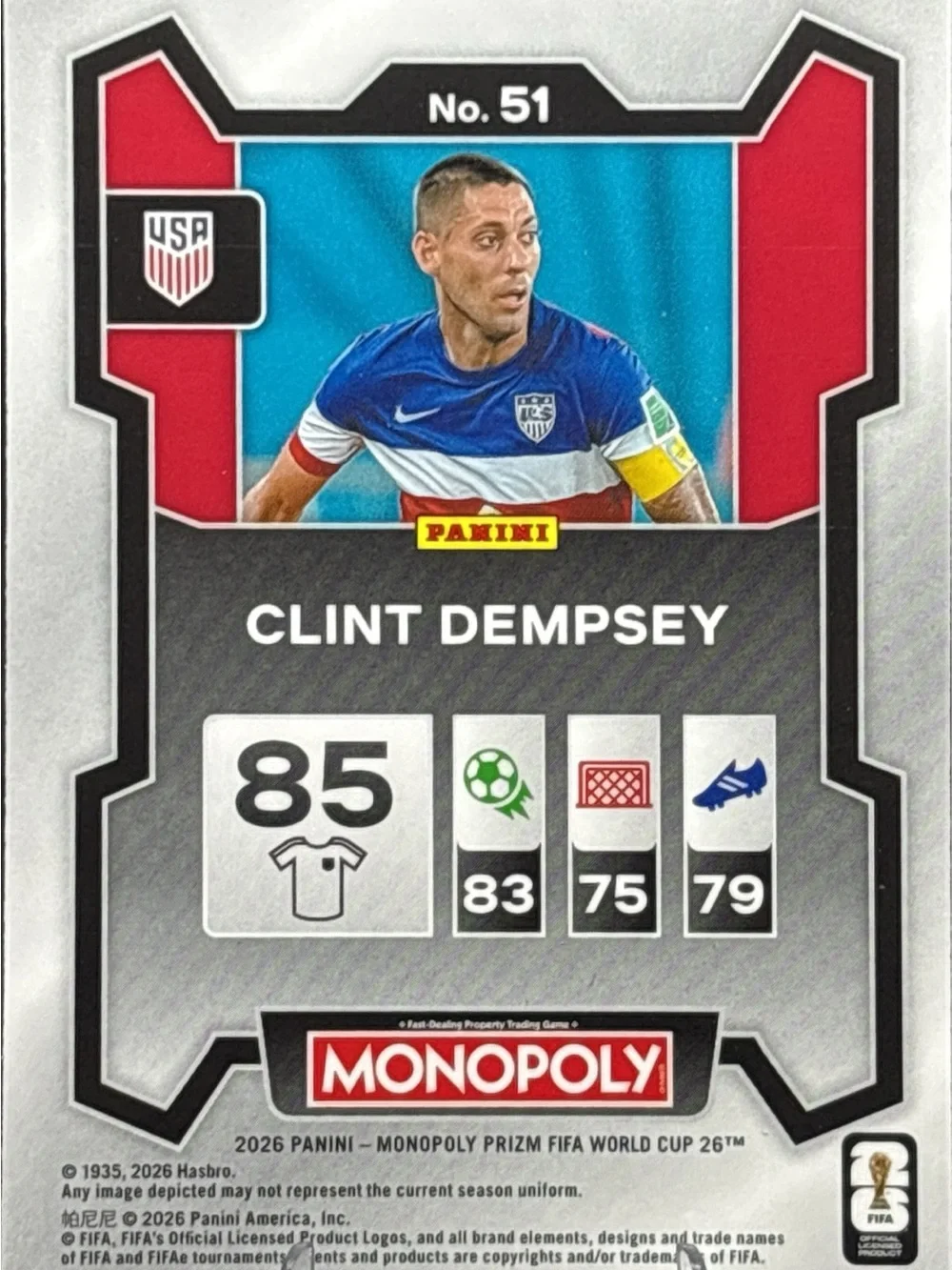 Panini Prizm Monopoly Clint Dempsey Soccer Trading Card